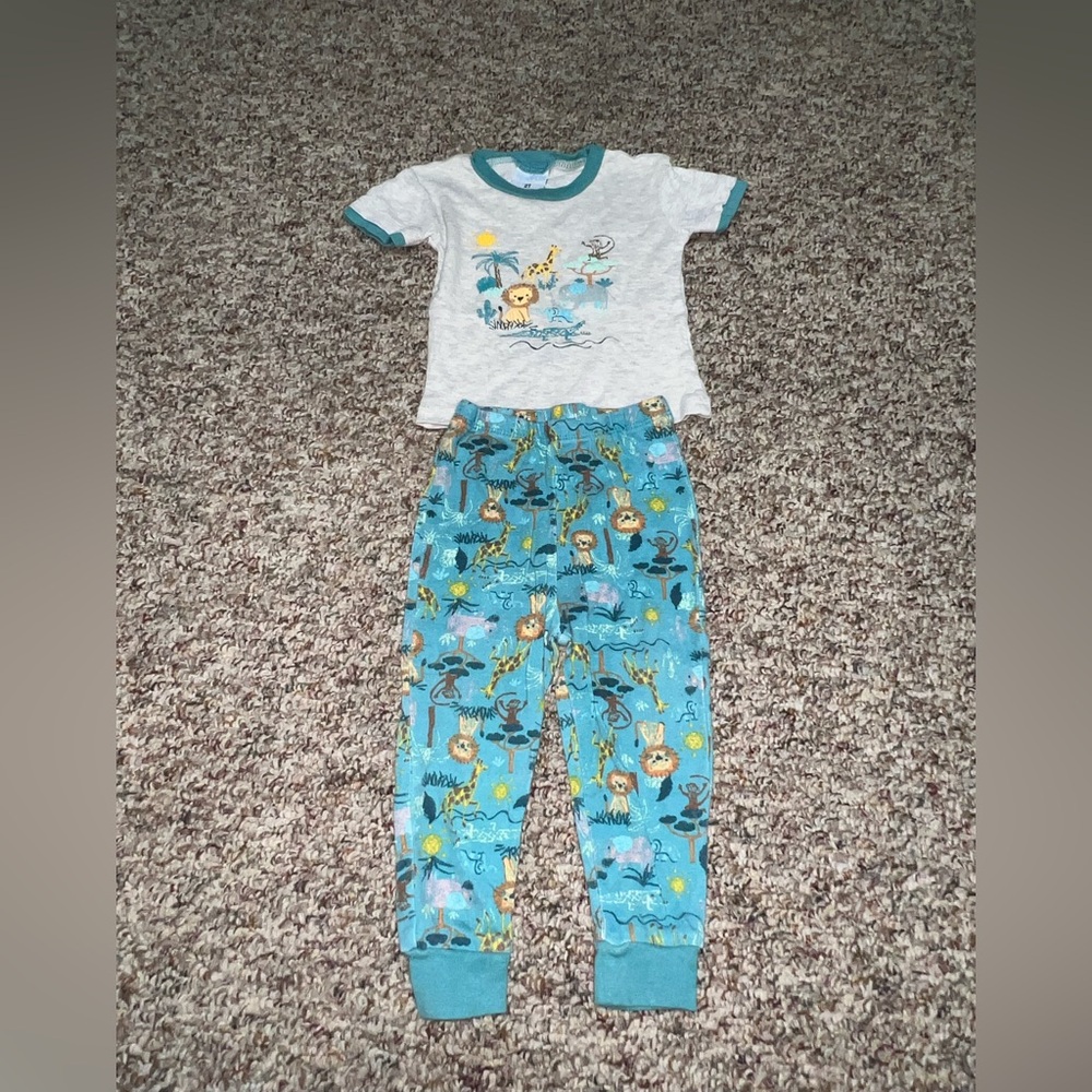 Boys, girls 2T pjs Kids Jungle Print Pajama Set - Blue and White‎ 2T